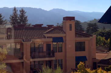apartment homes with mountains in background