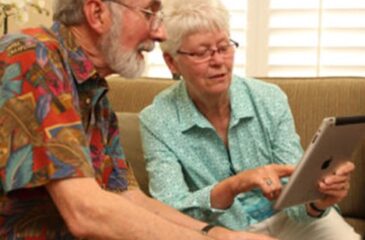 Couple looking at ipad